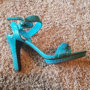 Ralph Lauren green open-toe sling back pump
